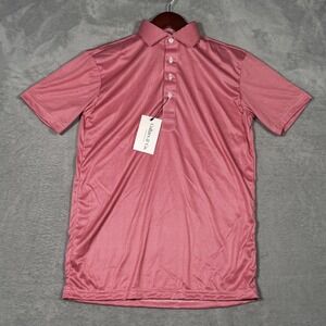 Collars Co Polo Shirt Mens S Red Dress Collar Performance Golf Houndstooth *FLAW